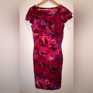 Ralph Lauren Red Floral Midi Dress